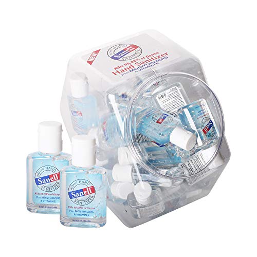 Product Cover Sanell | Instant Hand Sanitizer Gel - Kills 99.9% of Germs - Plus Moisturizers and Vitamin E - Unscented - Mini 0.5 ounce flip-cap, travel-size bottles - 30 count Display Bowl