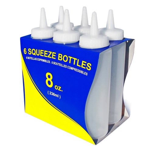 Product Cover New Star Foodservice 26115 Squeeze Bottles, Plastic, 8 oz, Clear, Pack of 6