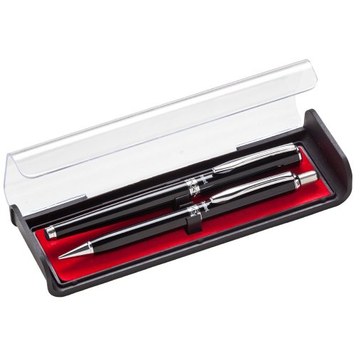 Product Cover Pentel Libretto Roller Gel Pen and Pencil Set with Gift Box, Pen 0.7mm and Pencil 0.5mm, Black Barrels (K6A8A-A)