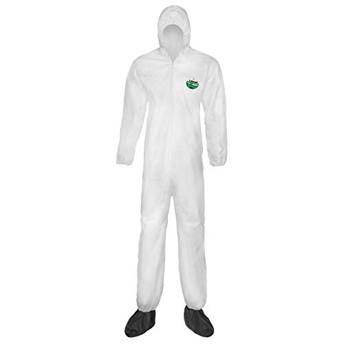 Product Cover Lakeland MicroMax NS Microporous General Purpose Disposable Coverall with Boots, Elastic Cuff, 2X-Large, White (Case of 25)