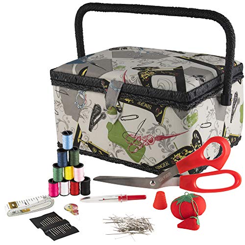 Product Cover SINGER 07281 Vintage Sewing Basket with Sewing Kit Accessories
