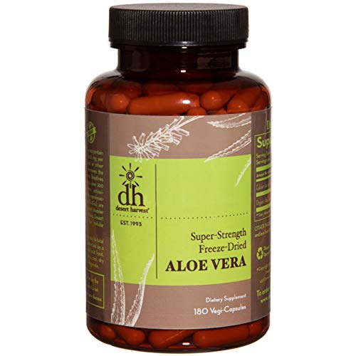 Product Cover Desert Harvest Super-Strength 100% Organic Aloe Vera Supplement (180 Capsules), 600 milligrams containing 200 milligrams Active Ingredients Each. Interstitial Cystitis & Painful Bladder Relief