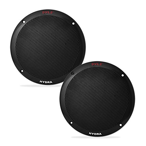 Product Cover 6.5 Inch Dual Marine Speakers - 2 Way Waterproof and Weather Resistant Outdoor Audio Stereo Sound System with 400 Watt Power, Polypropylene Cone and Butyl Rubber Surround - 1 Pair - PLMR605W (Black)