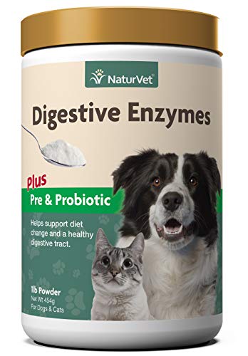 Product Cover NaturVet - Digestive Enzymes - Plus Probiotics & Prebiotics - Helps Support Diet Change & A Healthy Digestive Tract - for Dogs & Cats - 1 lb Powder