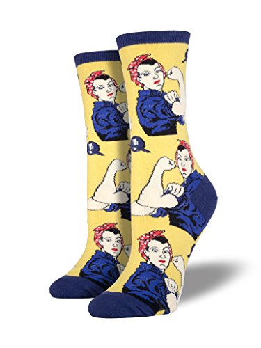 Product Cover Socksmith Women's 'Rosie The Riviter' Print Socks, Rosie Yellow, Women's Size 9-11, fits shoe sizes 6-10.
