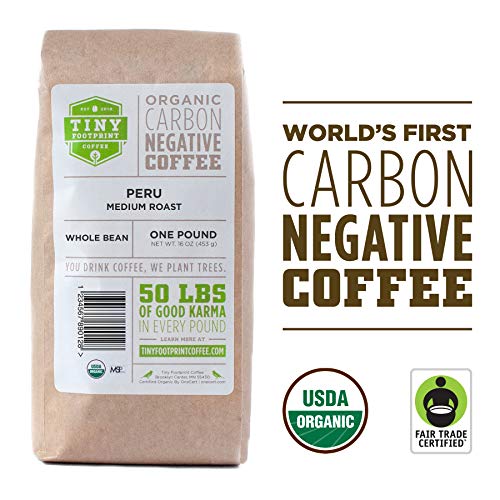 Product Cover Tiny Footprint Coffee - Fair Trade Organic Peru APU Medium Roast | Whole Bean Coffee | USDA Organic | Fair Trade Certified | Carbon Negative | 16 Ounce
