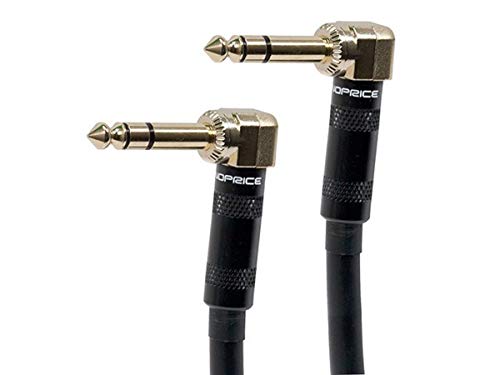 Product Cover Monoprice Premier Series 1/4 Inch (TRS) Male Right Angle to Male Right Angle 16AWG Cable Cord - 1.5 Feet- Black (Gold Plated)