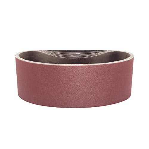 Product Cover POWERTEC 110480 3 x 21 Inch Sanding Belts | 320 Grit Aluminum Oxide Sanding Belt | Premium Sandpaper for Portable Belt Sander - 10 Pack