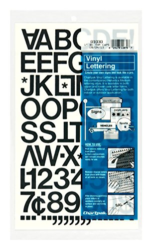 Product Cover Chartpak Self-Adhesive Vinyl Capital Letters and Numbers, 1 Inch High, Black, 88 per Pack (01030)
