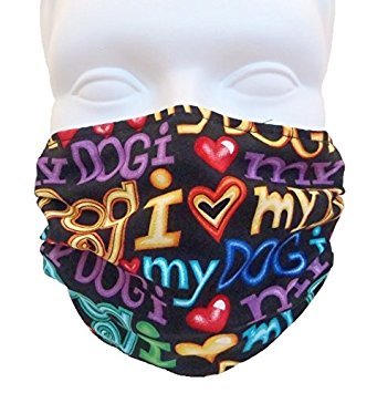 Product Cover I Love My Dog Style Face Mask - Comfortable, Reusable Face Mask - Dust Mask - Filters Dust, Dander, Pollen, Allergens, & Flu Germs - Ideal for Dog Grooming