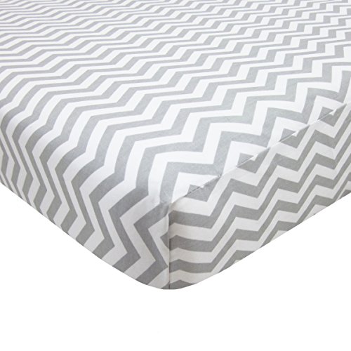 Product Cover American Baby Company 100% Natural Cotton Percale Fitted Portable/Mini Crib Sheet, Grey Zigzag, Soft Breathable, for Boys and Girls