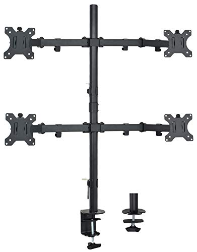 Product Cover VIVO Quad Monitor Desk Mount, Heavy Duty Stand, Full Adjustable Arms and Grommet Mounting Option | Holds 4 Screens up to 30 inches (STAND-V004)