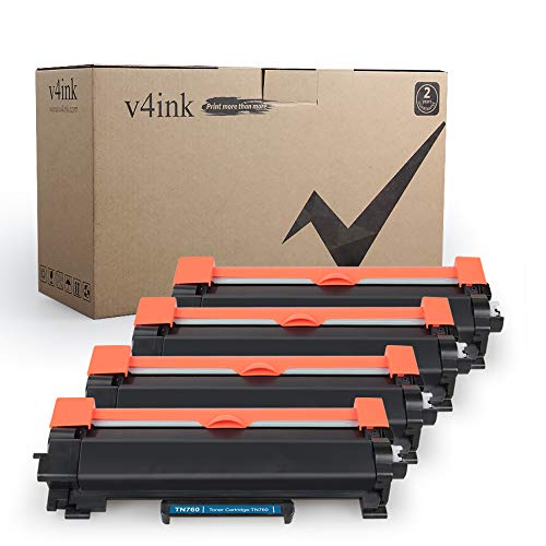 Product Cover V4INK New Compatible Toner Cartridge Replacement for Brother TN730 TN760 TN-760 TN730 (Black, High Yield, 4-Pack)