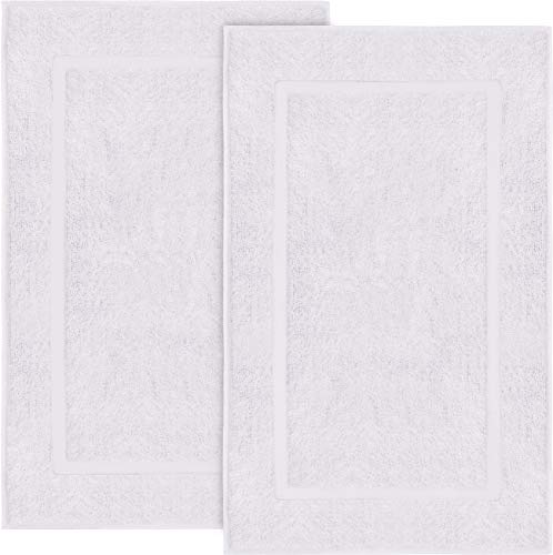 Product Cover Utopia Towels Cotton Banded Bath Mats 2 Pack, [Not a Bathroom Rug], 21 x 34 Inches, White