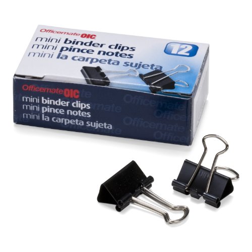 Product Cover Officemate OIC Mini Binder Clips, Black, 144 Pack (12 Boxes of 1 Dozen Each) (99010)