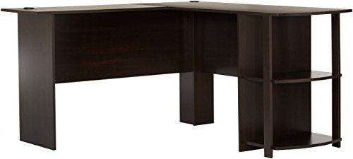 Product Cover Office L-Shaped Desk with 2 Shelves is Compact and Affordable Easy to Assemble in Dark Cherry Finish by Ameriwood (9354303PCOM)
