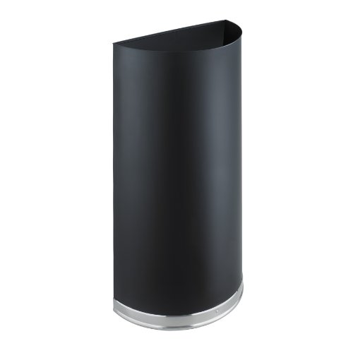 Product Cover Safco Products Half Round Recycle/Trash Can 9940BL, Black, Wall Hugging Design, Slim Profile, 12.5 Gallon Capacity