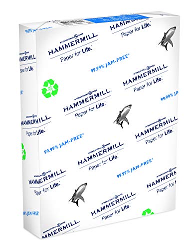 Product Cover Hammermill Paper, Great White 100% Recycled Printer Paper, 8.5 x 11 Paper, Letter Size, 20lb Paper, 92 Bright, 1 Ream / 500 Sheets (086790R) Acid Free Paper