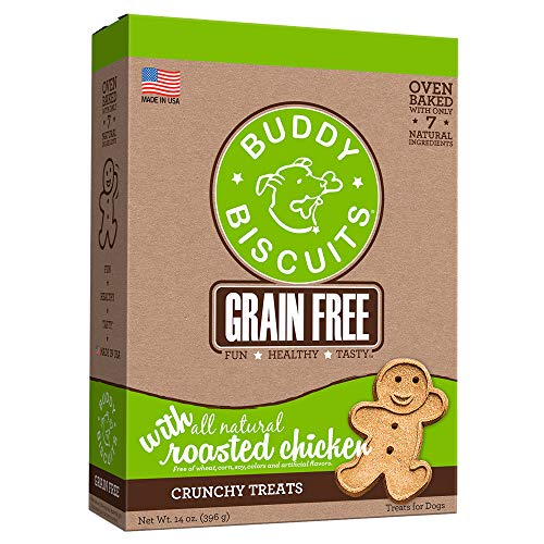 Product Cover Buddy Biscuits Grain Free Dog Treats Made in USA, Large Size with Healthy Natural Roasted Chicken 14 oz