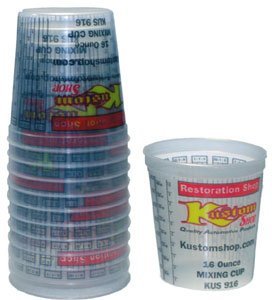 Product Cover Pack of 12 Each - 16 Ounce Paint Mixing Cups = 1 Pint by Custom Shop - Cups Have calibrated Mixing ratios on Side of Cup Pack of 12 Paint and Epoxy Mixing Cups