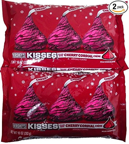 Product Cover Holiday Hershey's Kisses Milk Chocolate with Cherry Cordial Crème, 10-Ounce Bag (Pack of 2)