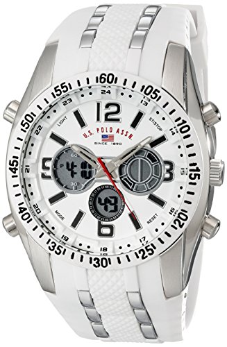 Product Cover U.S. Polo Assn. Sport Men s US9282 Silver-Tone Watch with White Silicone Band
