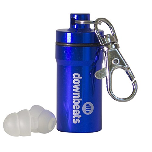 Product Cover DownBeats Reusable High Fidelity Hearing Protection: Ear Plugs for Concerts, Music, and Musicians (Clear Ear Plugs, Blue Case)