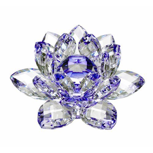 Product Cover Amlong Crystal Hue Reflection Crystal Lotus Flower with Gift Box, Blue 3 Inch