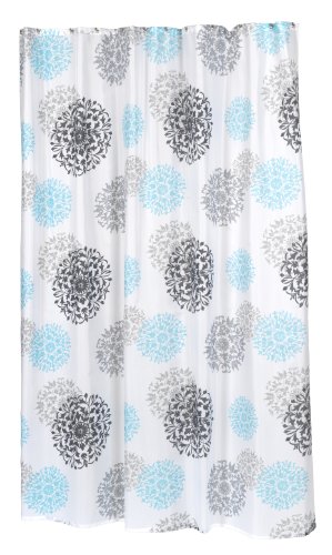 Product Cover Carnation Home Fashions 100-Percent Polyester Fabric 70 by 84-Inch Shower Curtain, X-Long, Isabella, Multi Color Print