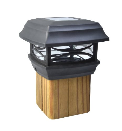 Product Cover Moonrays 91253 (Black) Solar LED Cap Lamp 4x4 Wooden Posts, 4-Inch