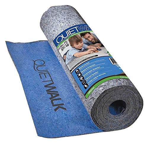 Product Cover QuietWalk Underlayment for Laminate Flooring with Attached Vapor Barrier Offering Superior Sound Reduction, Moisture Protection, and Compression Resistance, 100 sq. ft, Blue