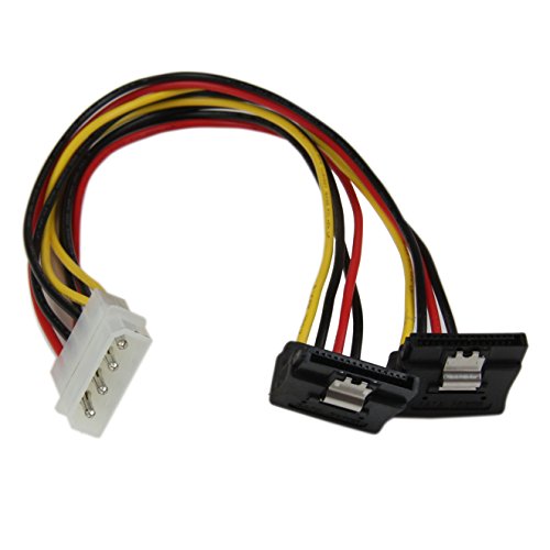 Product Cover StarTech.com 12in LP4 to 2X Right Angle Latching SATA Power Y Cable Splitter - 4 Pin LP4 to Dual 90 Degree Latching SATA Y Splitter