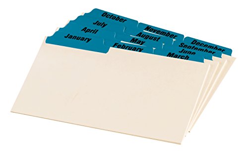 Product Cover Oxford Manila Index Card Guides with Laminated Tabs, 4 x 6 Inches, Jan-Dec, Blue (04613)