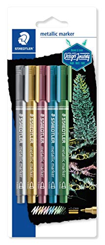 Product Cover Staedtler : 5 Assorted Metallic Markers : Gold, Silver, Blue, Green and Rose