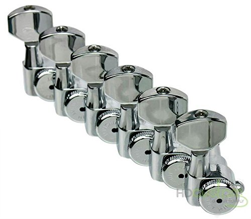 Product Cover Hipshot Grip-Lock 6 inline Enclosed Staggered Post Locking Tuners - Chrome