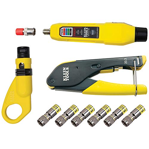 Product Cover Klein Tools VDV002-818 Coax Cable Tester / Cable Installation Kit, Cable Stripper, Crimper, Coax Explorer 2, and 6 F Compression Connectors