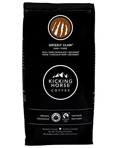 Product Cover Kicking Horse Coffee, Grizzly Claw, Dark Roast, Whole Bean, 1 lb - Certified Organic, Fairtrade, Kosher Coffee