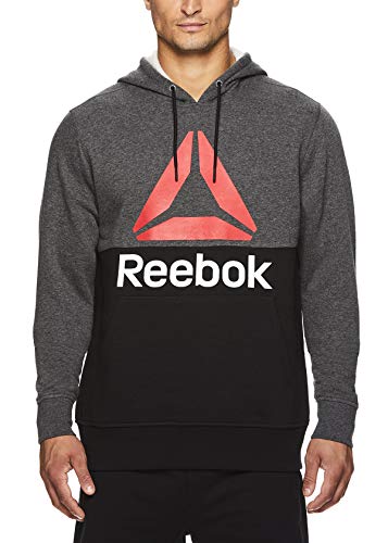 Product Cover Reebok Men's Performance Pullover Hoodie - Graphic Hooded Activewear Sweatshirt
