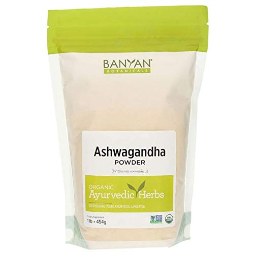 Product Cover Banyan Botanicals Organic Ashwagandha Powder - Withania somnifera - for Healthy Adrenals & Immune System, Stress Relief, Strength, Balanced Mood & More* - 1lb. - Non-GMO Sustainably Sourced Vegan