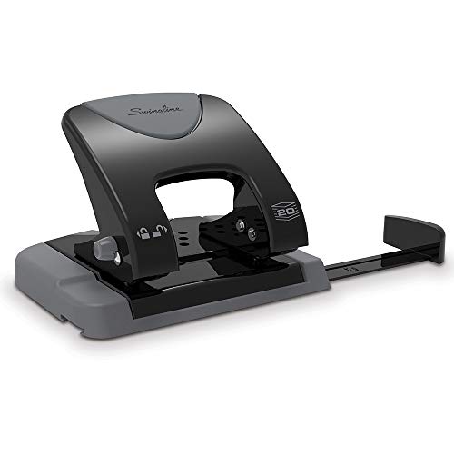 Product Cover Swingline 2 Hole Punch, Hole Puncher, SmartTouch, 20 Sheet Punch Capacity, Low Force, Black/Gray (74135)