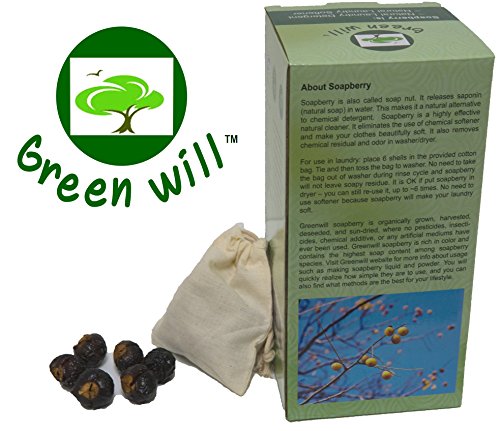 Product Cover GREENWILL 1.5 Pounds Organic Soapberry/Soap Nut with Wash Bag - Use Real Soapberry!