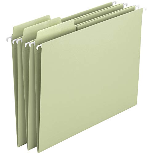 Product Cover Smead Erasable FasTab Hanging File Folder, 1/3-Cut Built-in Tab, Letter Size, Moss, 20 per Box (64032)