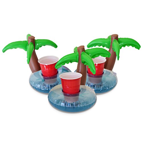 Product Cover GoFloats Inflatable Pool Drink Holders (3 Pack) Designed in the US | Huge Selection from Unicorn, Flamingo, Palm and More | Float Your Hot Tub Drinks In Style