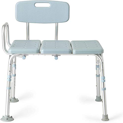 Product Cover Medline Tub Transfer Bench With Microban Antimicrobial Protection, for Use as A Shower Bench or Bath Seat, Blue