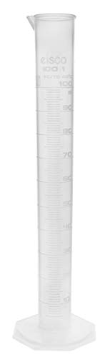 Product Cover Measuring Cylinder, 100ml - Class B - Polypropylene, Octagonal Base - US Sourced Plastic - Industrial Quality, Autoclavable - Eisco Labs