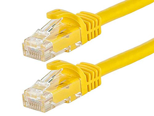 Product Cover Monoprice Flexboot Cat6 Ethernet Patch Cable - Network Internet Cord - RJ45, Stranded, 550Mhz, UTP, Pure Bare Copper Wire, 24AWG, 10ft, Yellow
