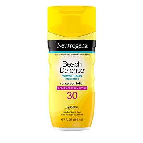 Product Cover Neutrogena Beach Defense Water-Resistant Body Sunscreen Lotion with Broad Spectrum SPF 30, Oil-Free, PABA-Free, Oxybenzone-Free & Fast-Absorbing Sun Protection Against UVA/UVB Rays, 6.7 fl. oz