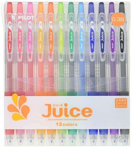 Product Cover Pilot Juice Retractable Premium Gel Ink Roller Ball Pens, Ultra Fine Point,-0.38mm- 12 Colors Value Set (With Values Japan)