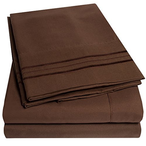 Product Cover 1500 Supreme Collection Bed Sheets - PREMIUM QUALITY BED SHEET SET & LOWEST PRICE, SINCE 2012 - Deep Pocket Wrinkle Free Hypoallergenic Bedding - Over 40+ Colors - California King, Brown