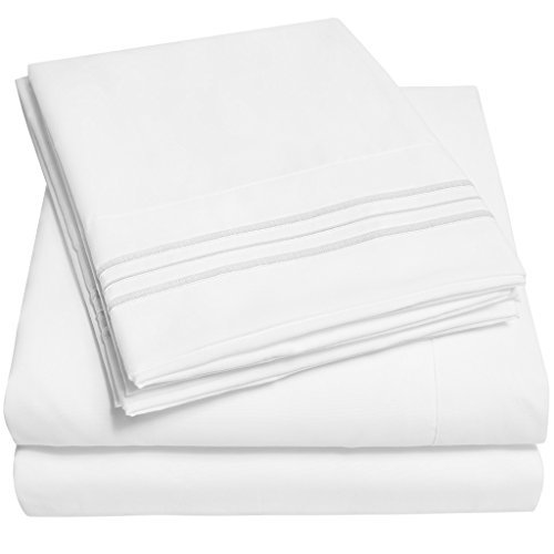 Product Cover 1500 Supreme Collection Extra Soft Full Sheets Set, White - Luxury Bed Sheets Set with Deep Pocket Wrinkle Free Hypoallergenic Bedding, Over 40 Colors, Full Size, White